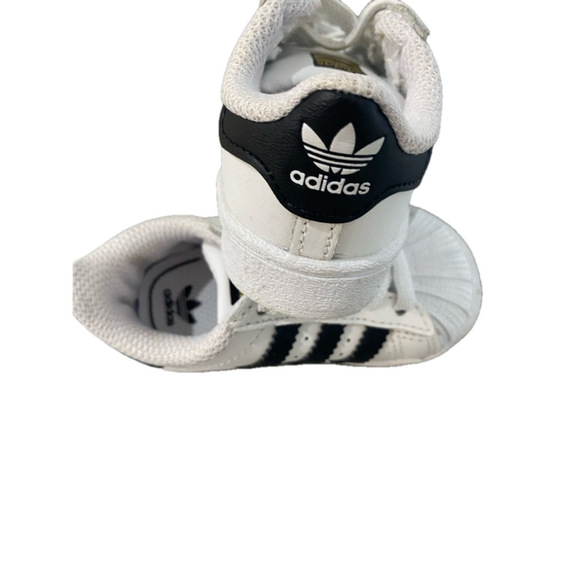 Baby Adidas Superstar Shoes White Black Size US 4K - Picture 5 of 8